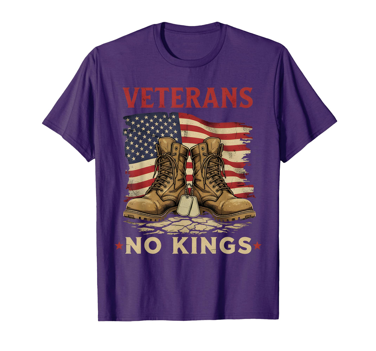 Veterans No Kings in America Vintage Flag Patriotic T-Shirt