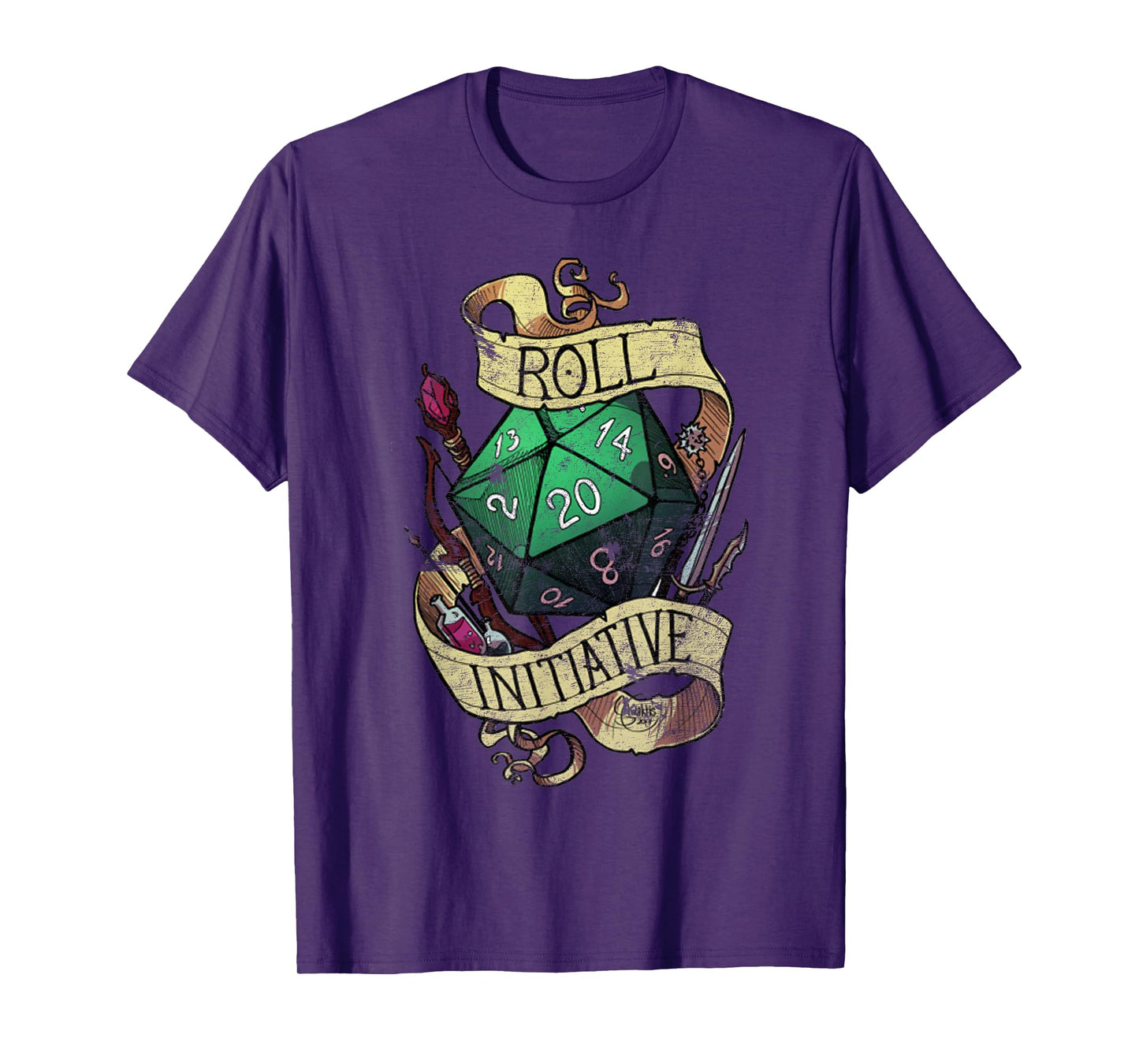 Vintage Funny Take the Initiative roll Retro Gaming Gamer T-Shirt