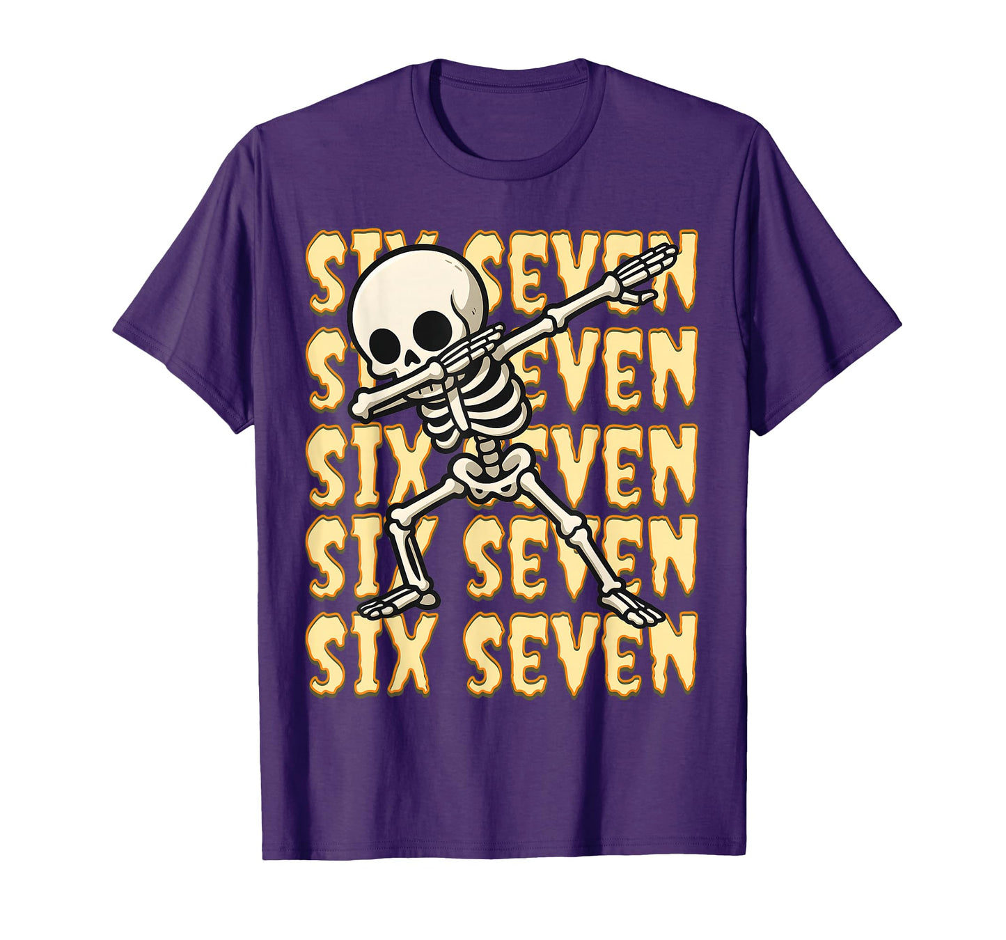 67 Halloween Funny Six Seven Meme Brainrot Skeleto Kids Boys T-Shirt