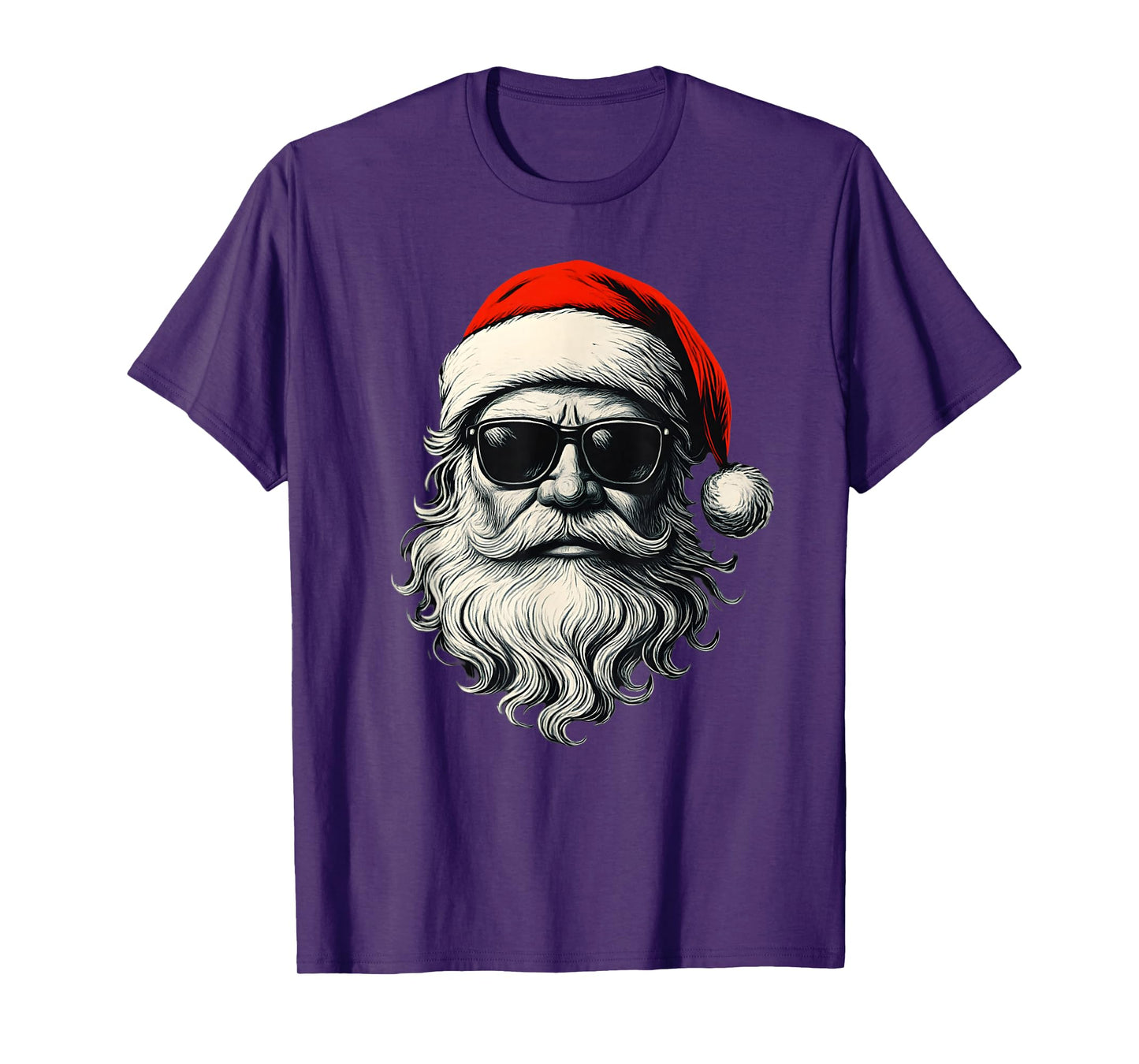 Santa Face Retro Sunglasses Funny Christmas Pajama Mens Boys T-Shirt