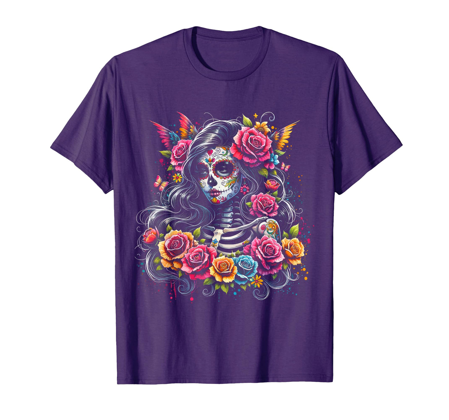 De Los Muertos La Catrina Day of the Dead Sugar Skull Women T-Shirt