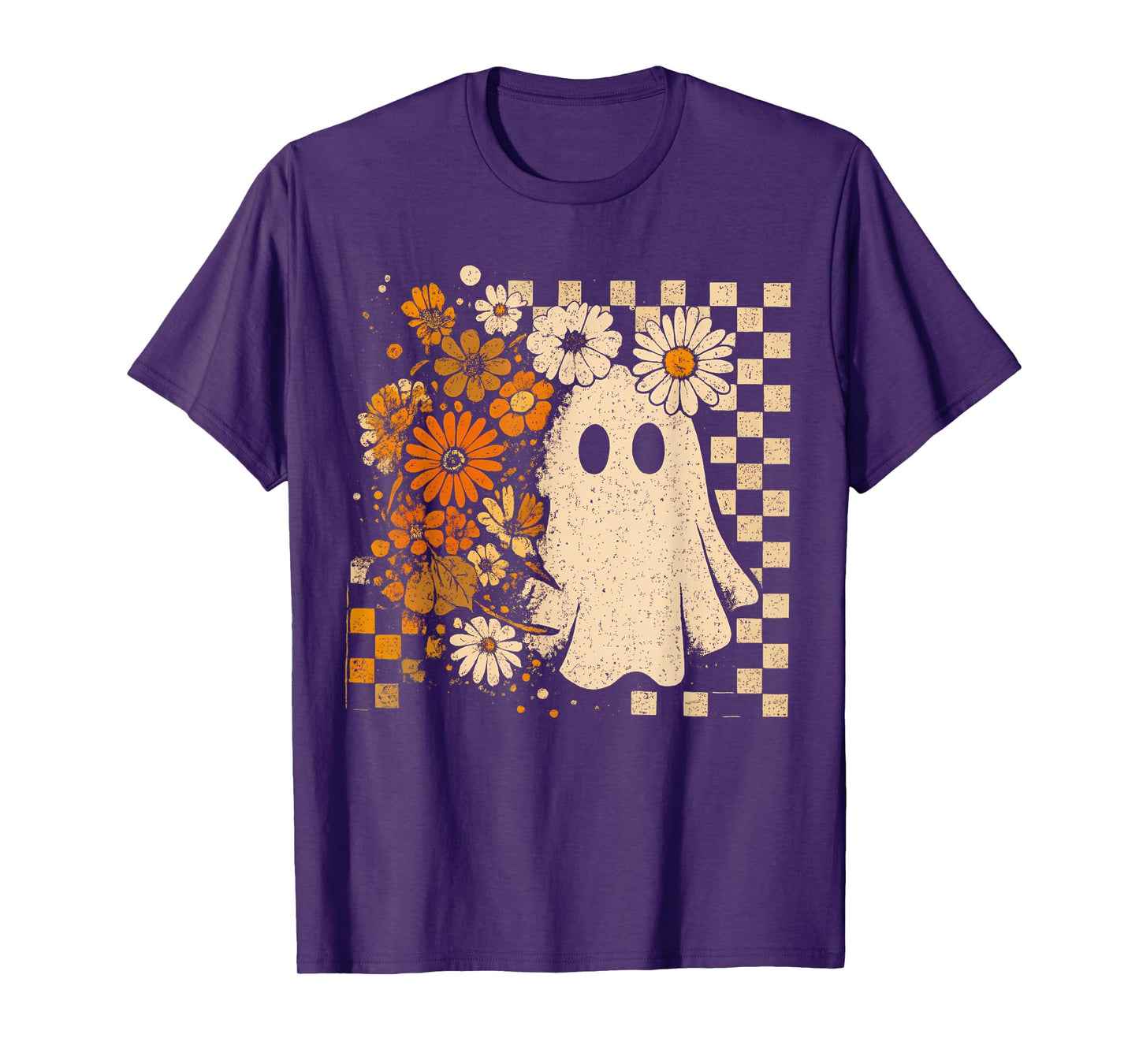 Floral Fall Pumpkin Boho Ghost Cute Halloween Autumn Vibes T-Shirt