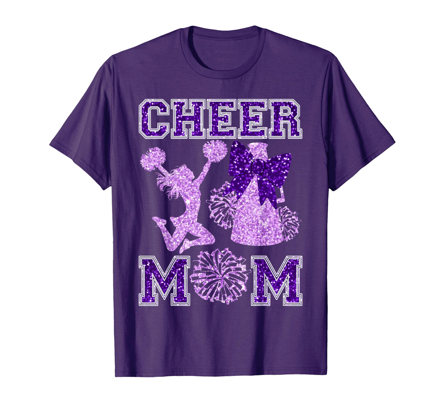 Cheer Mom Mama Bow Sport Cheerleader Cheerleading Purple T-Shirt
