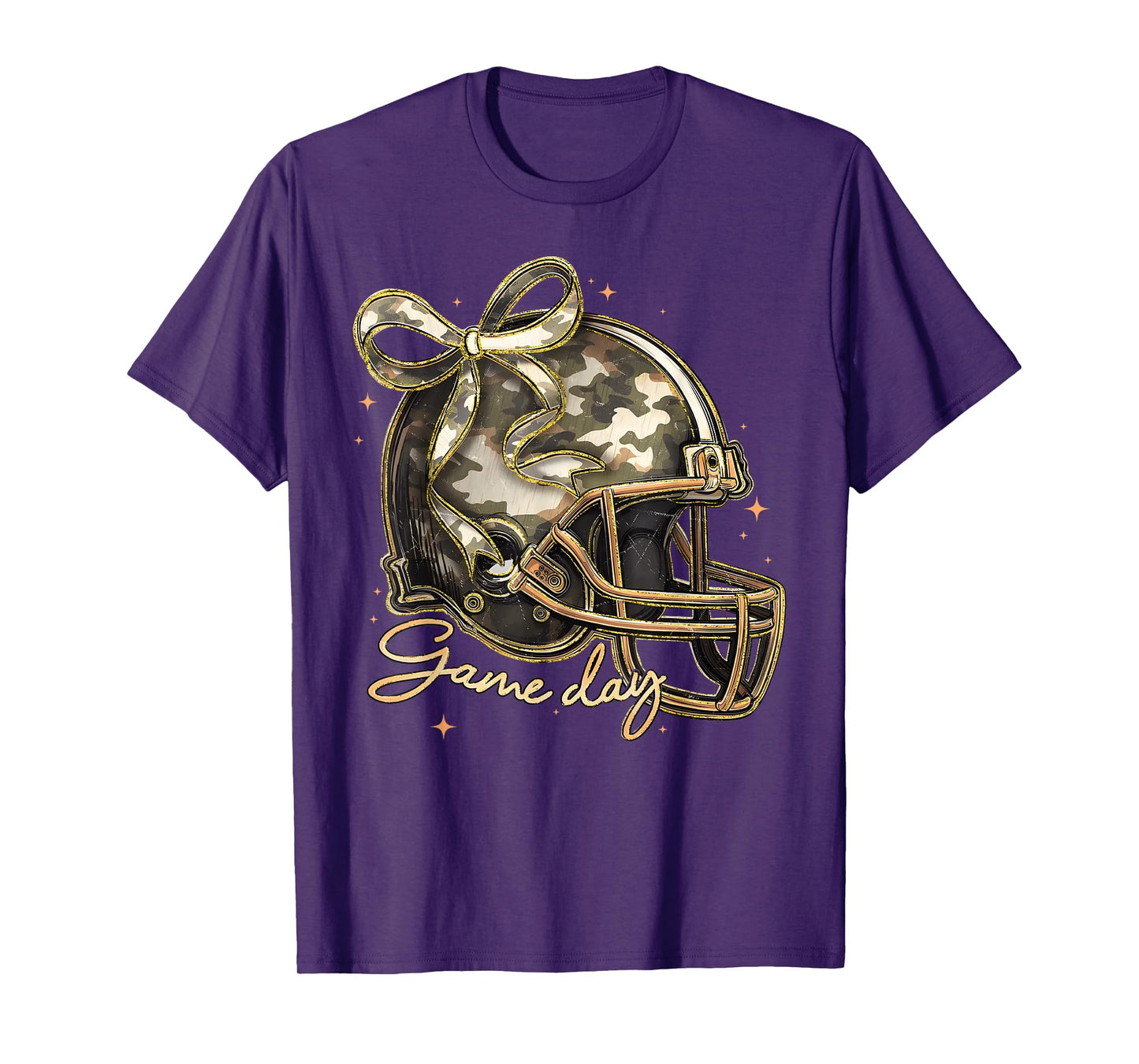 Camo Football Helmet Camouflage Game Day Touchdown Season T-Shirt