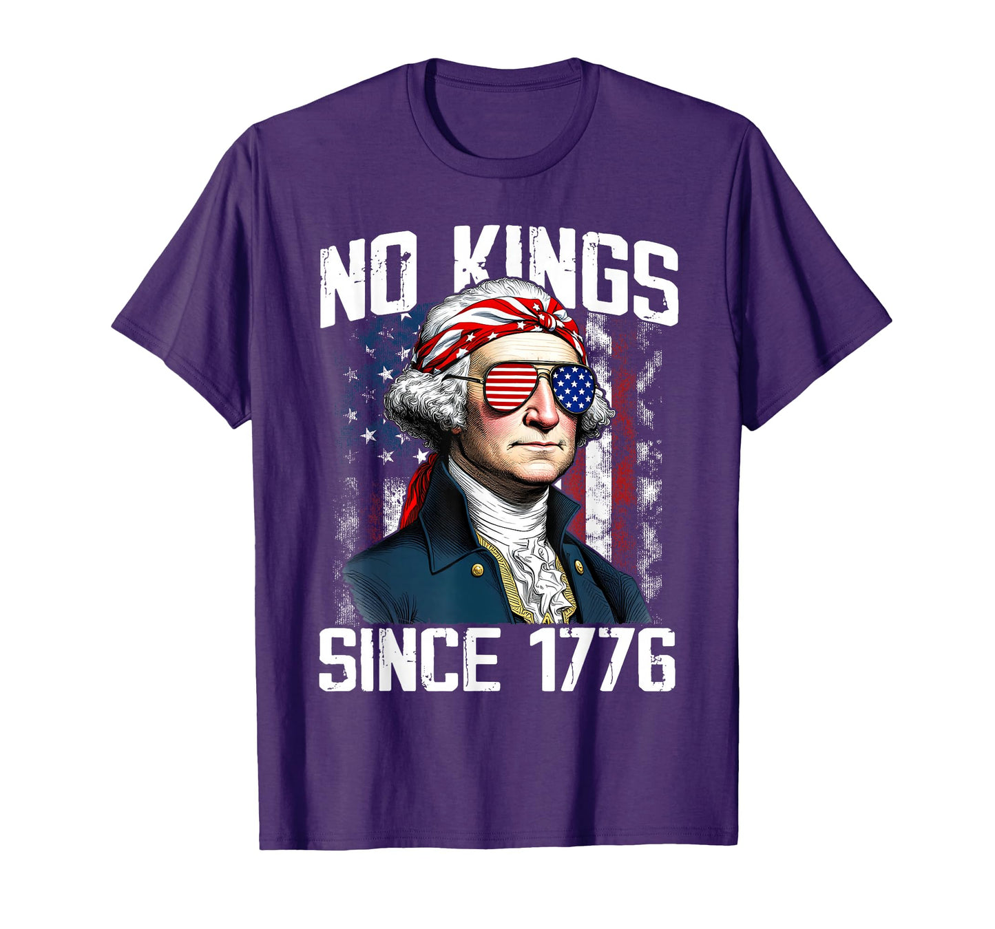No Kings in America Since 1776 Distressed USA Flag Vintage T-Shirt