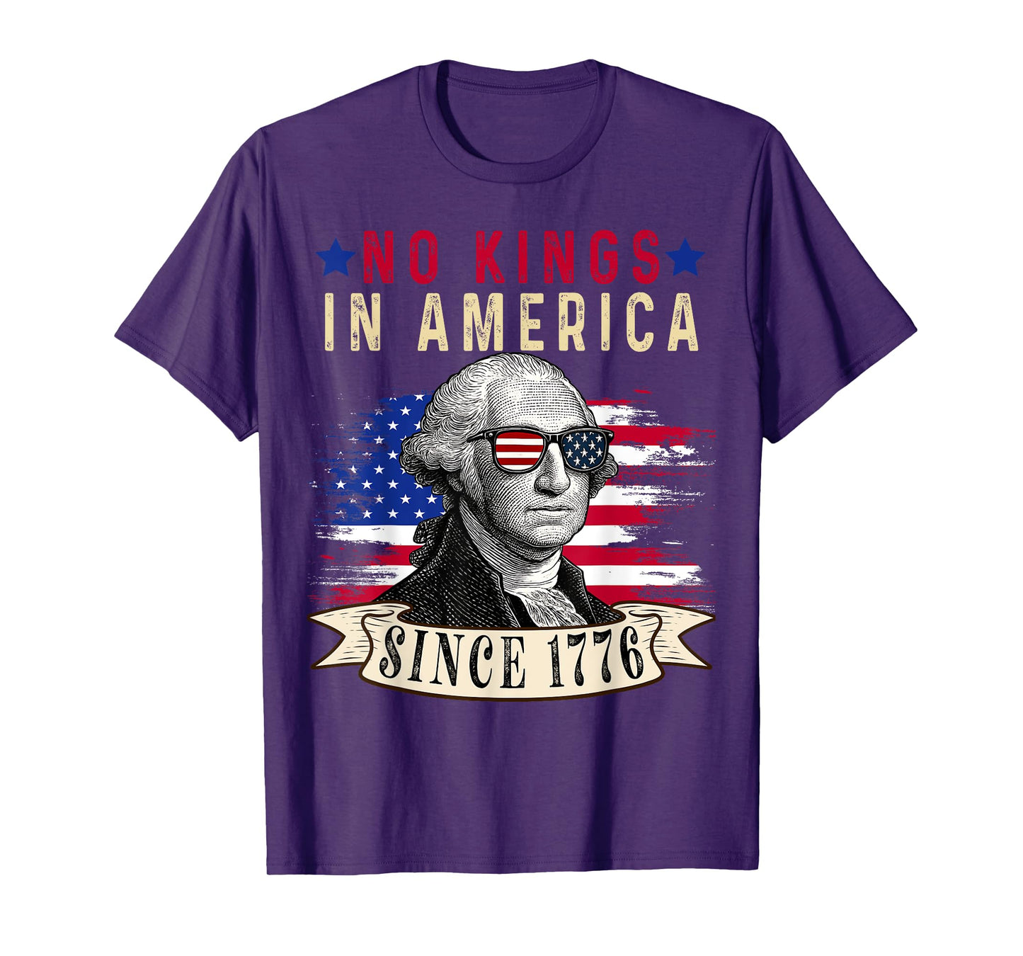 No Kings in America Since 1776 Distressed USA Flag Vintage T-Shirt
