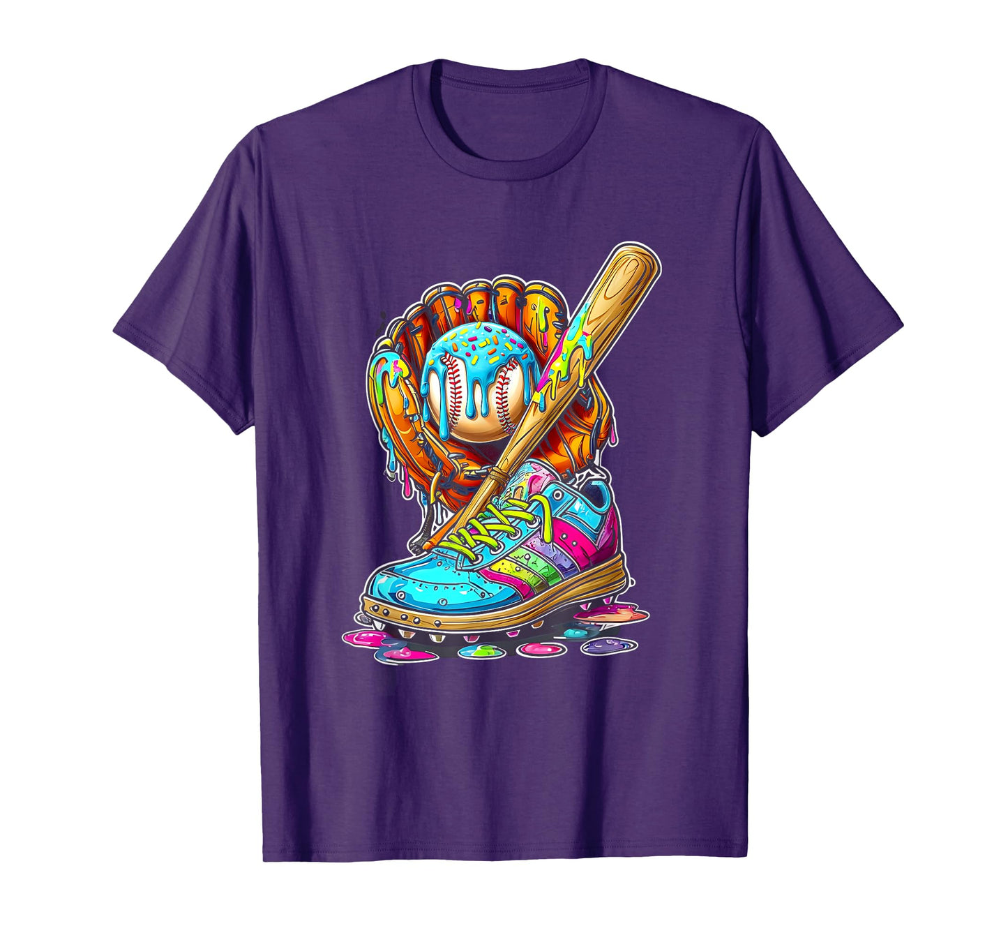 Ice Cream Drip Baseball Stuff Softball Drip Glove Bat Shoe T-Shirt