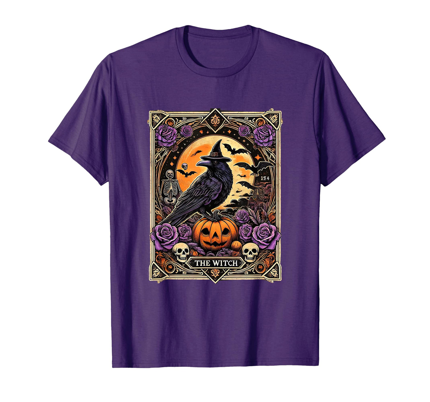 Vintage Gothic The Witch Black raven Tarot Card Halloween T-Shirt