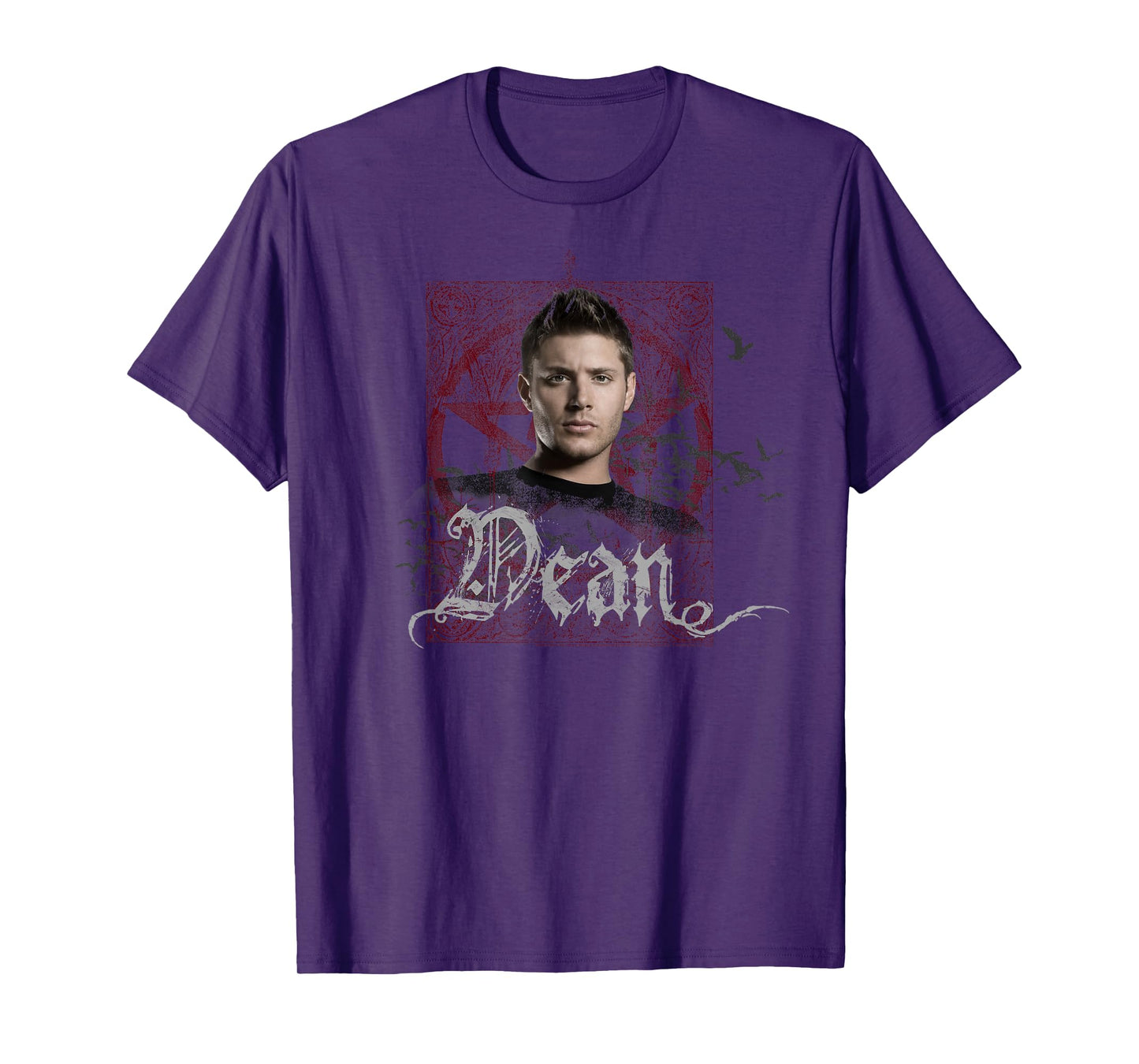 Supernatural Dean Winchester Goth Pentagram & Birds TV Show T-Shirt