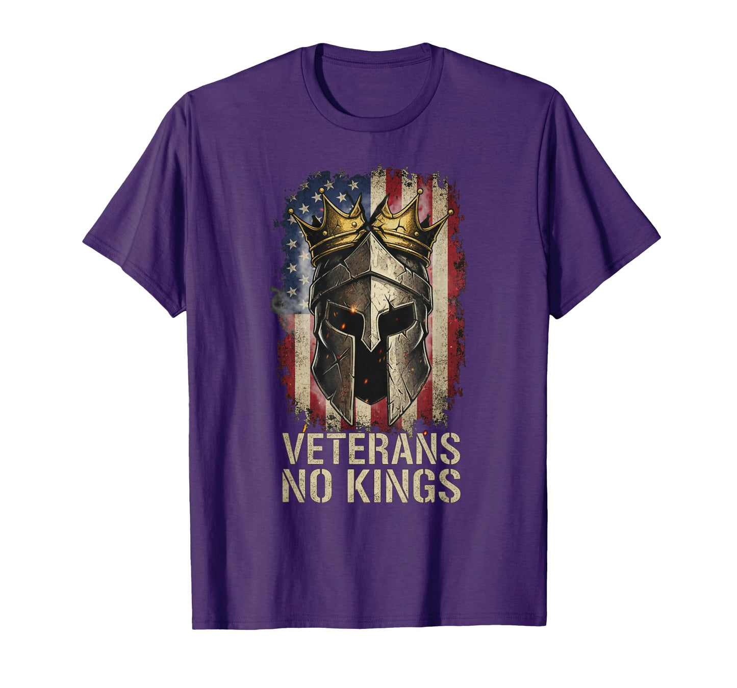 Veterans No Kings – Broken Crown Spartan Warrior Patriotic T-Shirt
