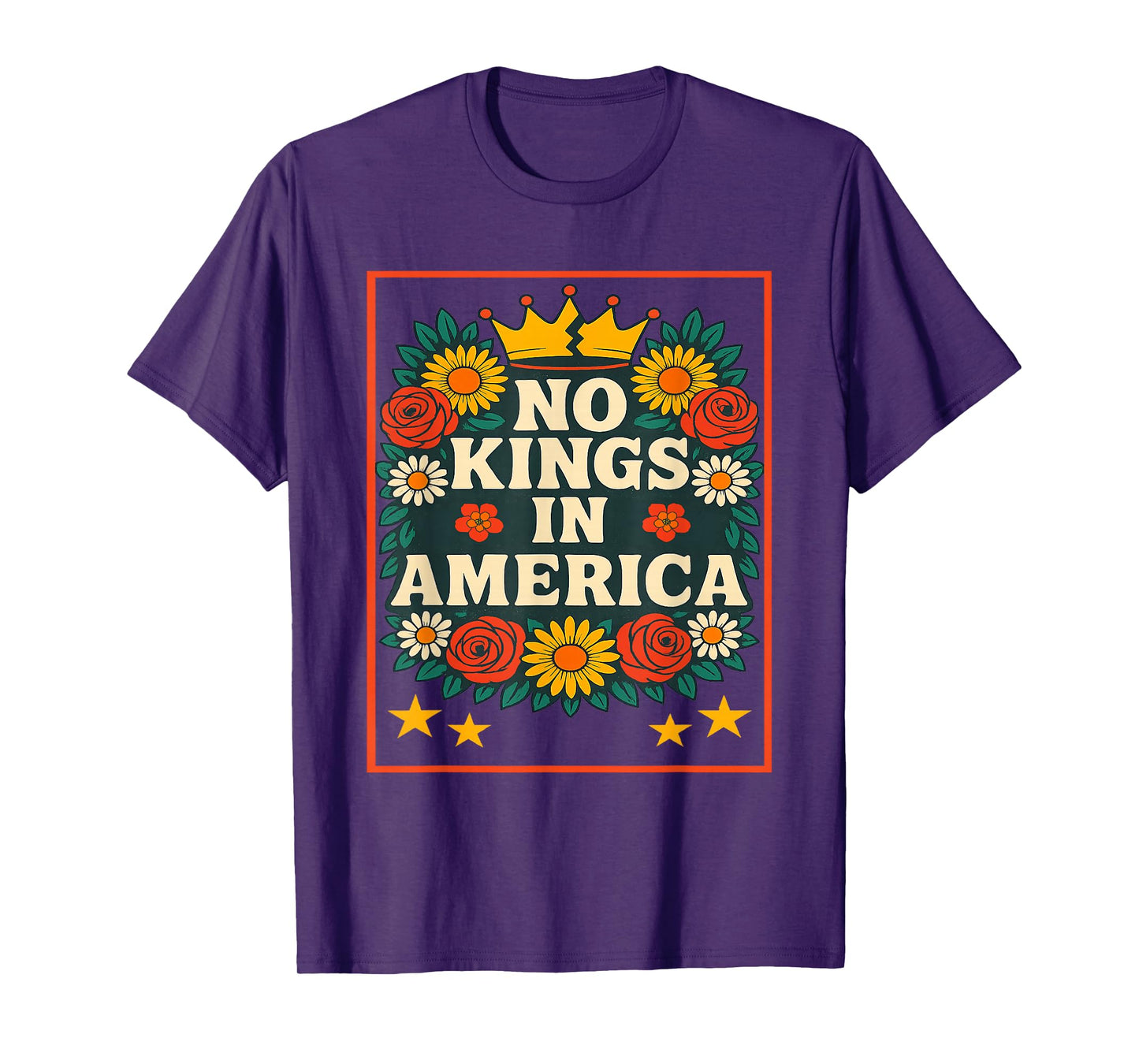 No Kings in America Patriotic Democracy Freedom Retro T-Shirt