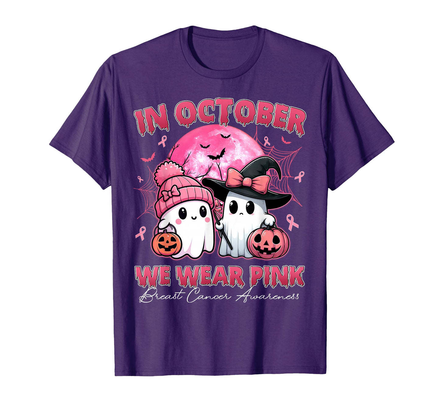 Breast Cancer Shirts Women Halloween October Wear Pink T-Shirt