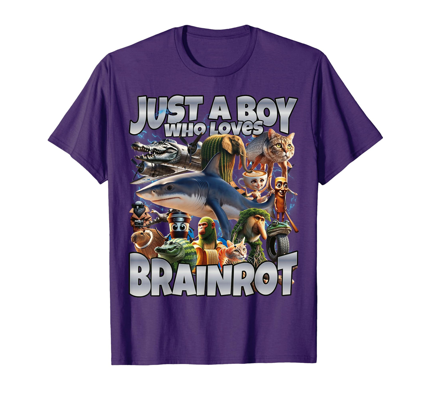 Just A Boy Who Loves Brain Red T-Shirt