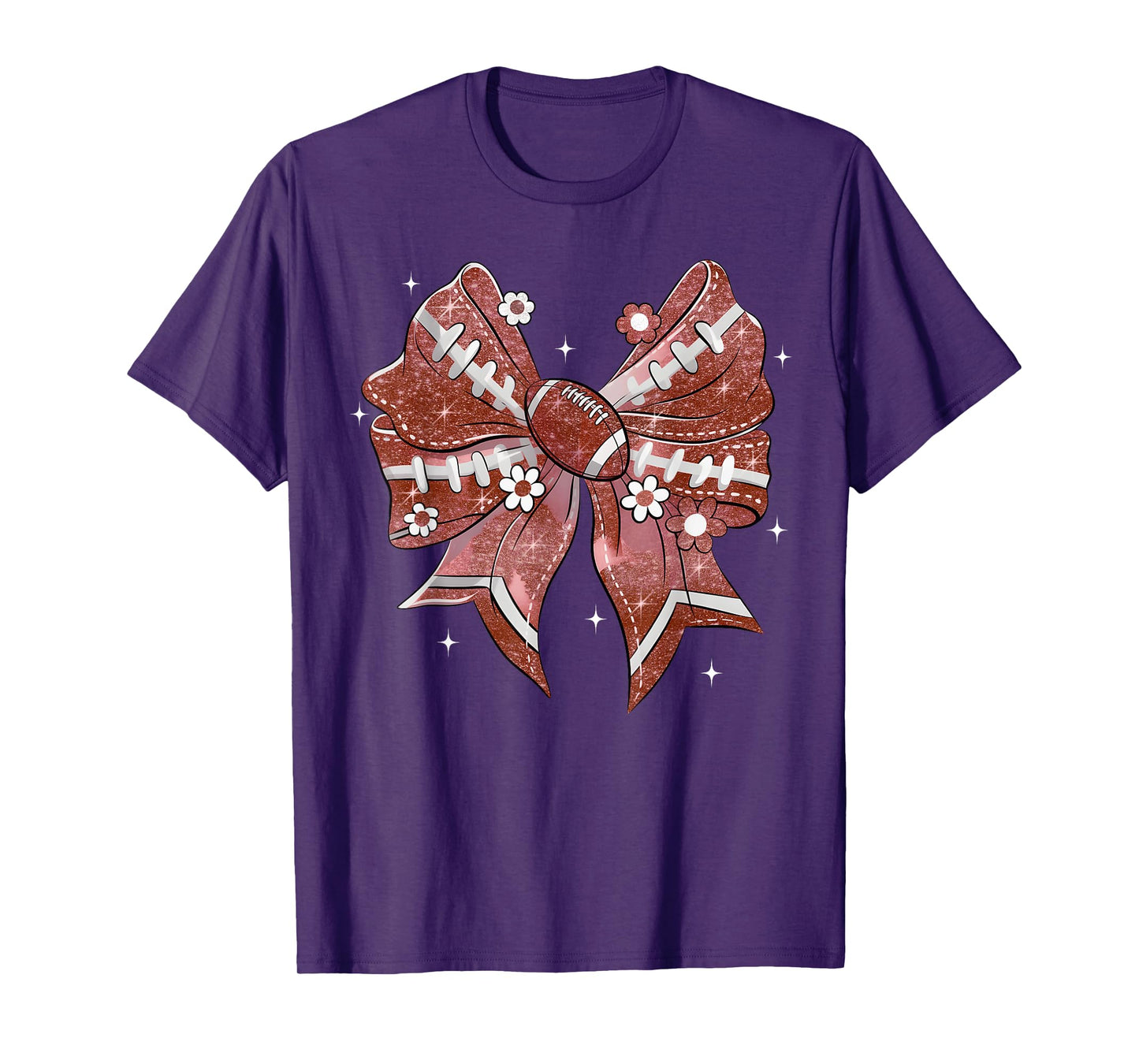 Coquette Bow Football Game Day for Football Mom Sister Teens T-Shirt