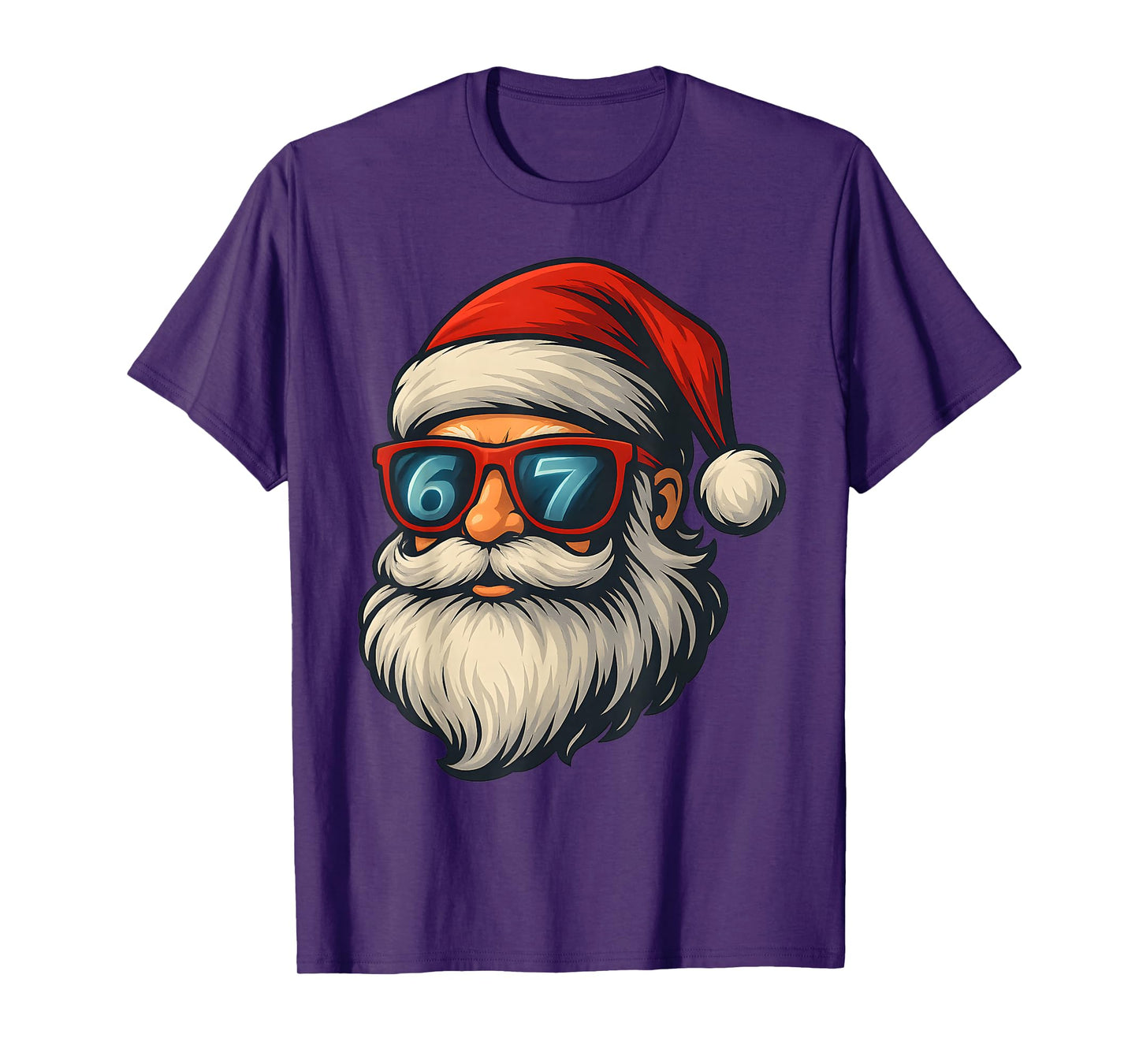 Funny 6 7 Six Seven Meme Santa face Christmas Retro T-Shirt