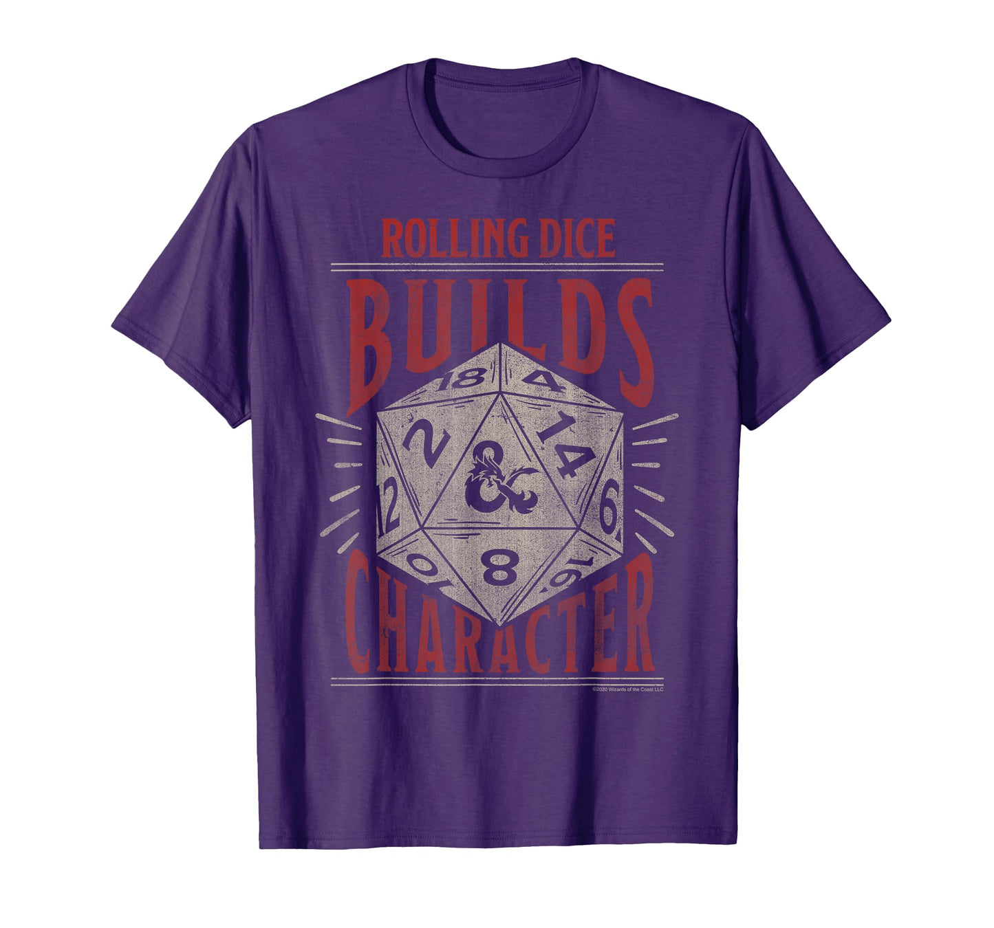 Dungeons & Dragons Rolling Dice Builds Character Short Sleeve T-Shirt