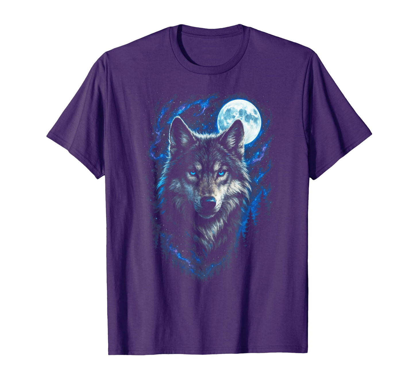 Wolf Nature Fantasy Night Wilderness Art T-Shirt