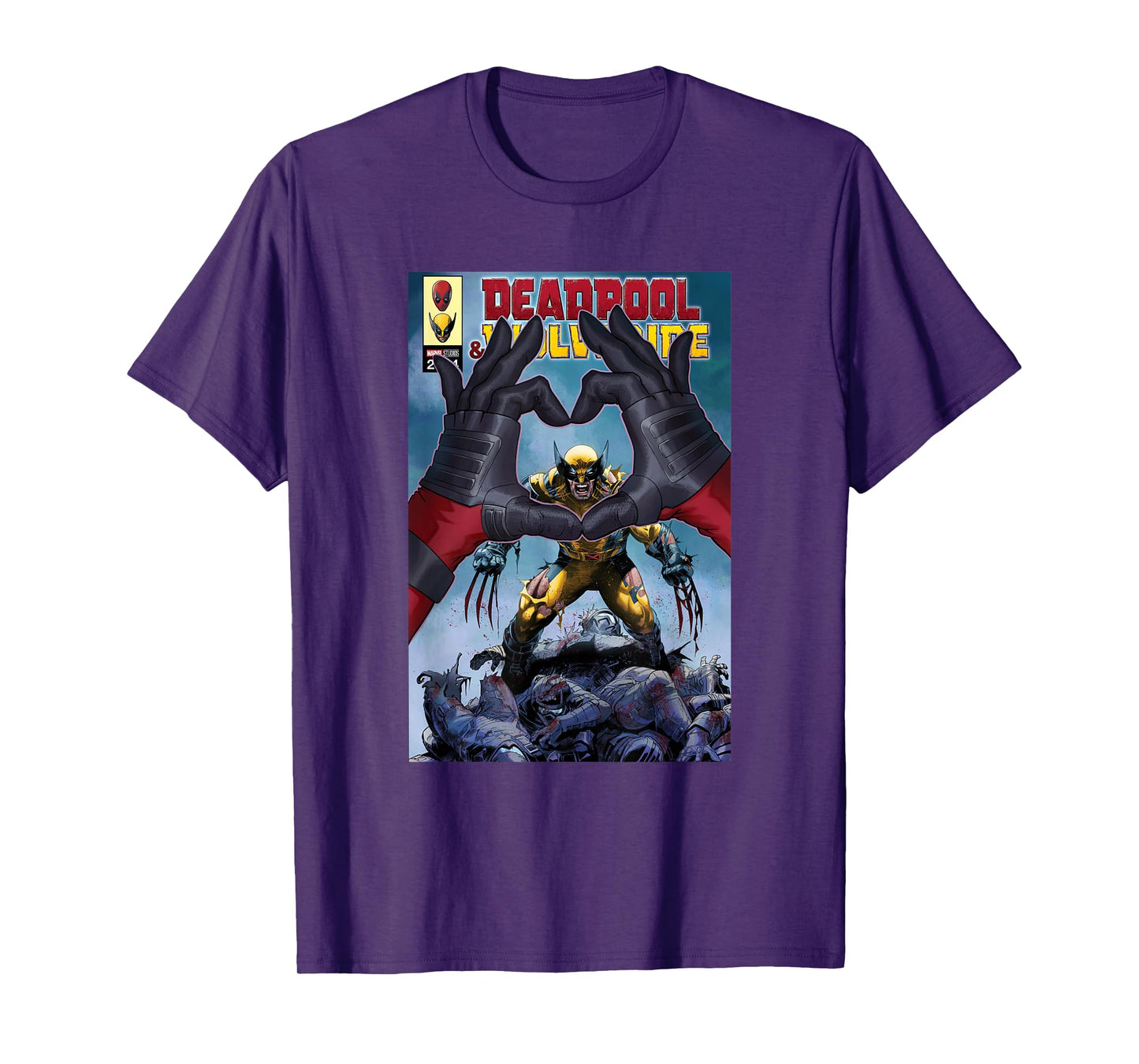 Marvel Studios Deadpool & Wolverine Comic Cover Hand Heart T-Shirt
