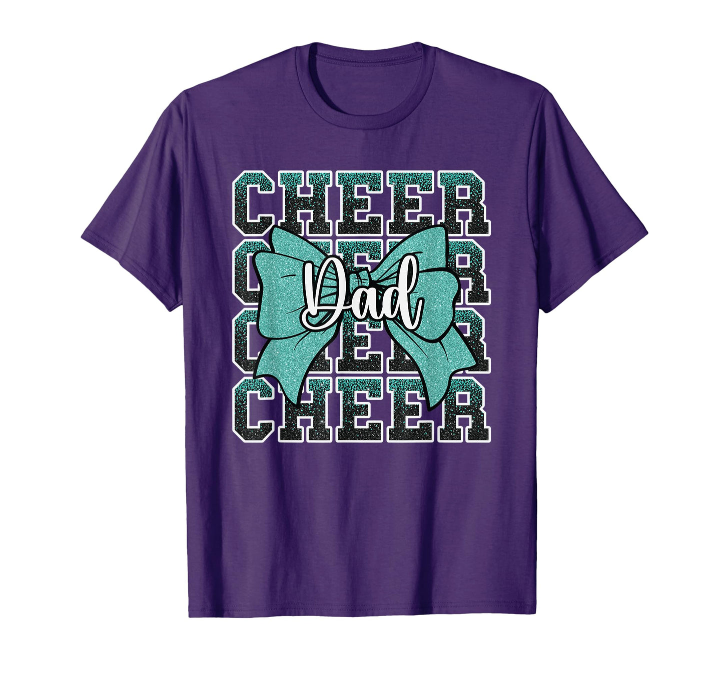 Cheer Dad Daddy Bow Sport Cheerleader Cheerleading Teal Blue T-Shirt