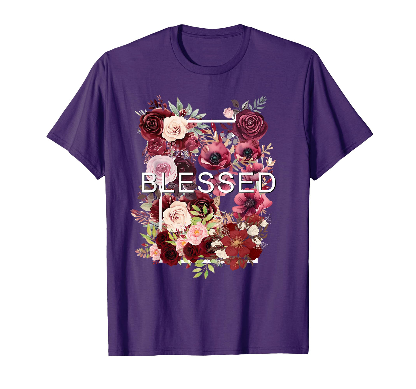 Maroon Red Burgundy Blessed Blooming Maroon Graphic T-Shirt