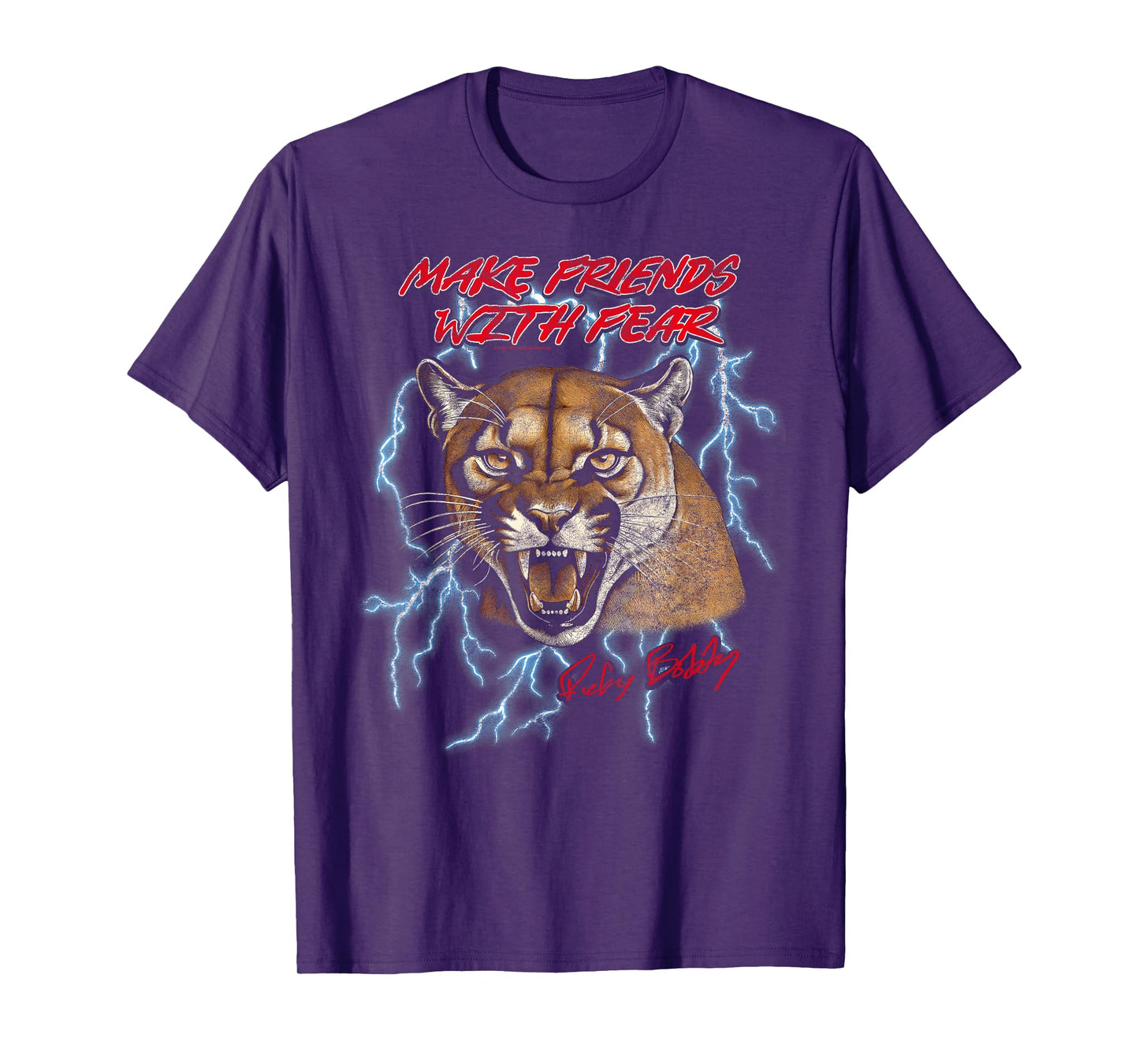 Talladega Nights Make Friends with Fear Cougar Vintage Movie T-Shirt