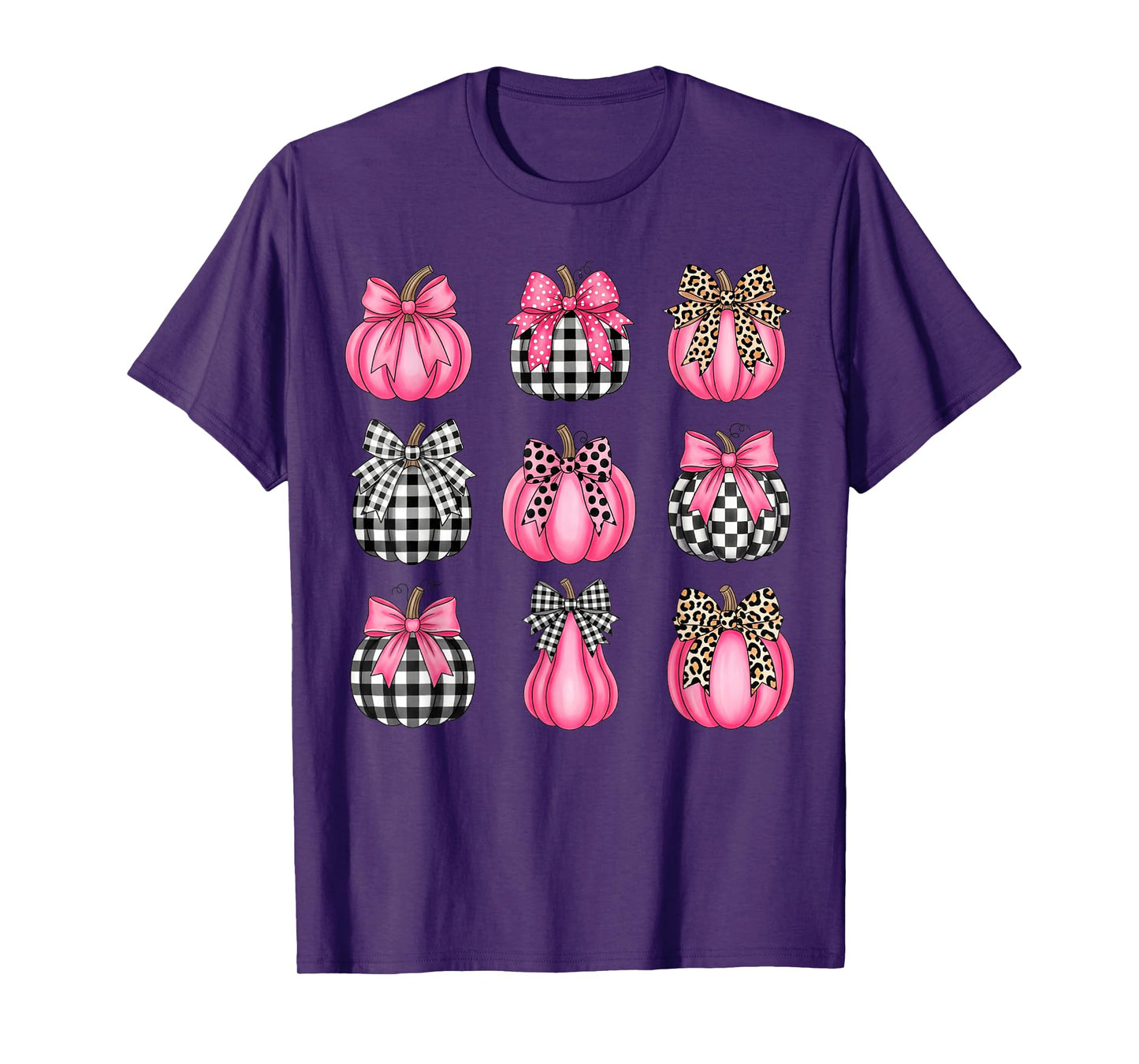Preppy Buffalo Plaid Pink Pumpkin Shirt Bow Coquette Trendy T-Shirt