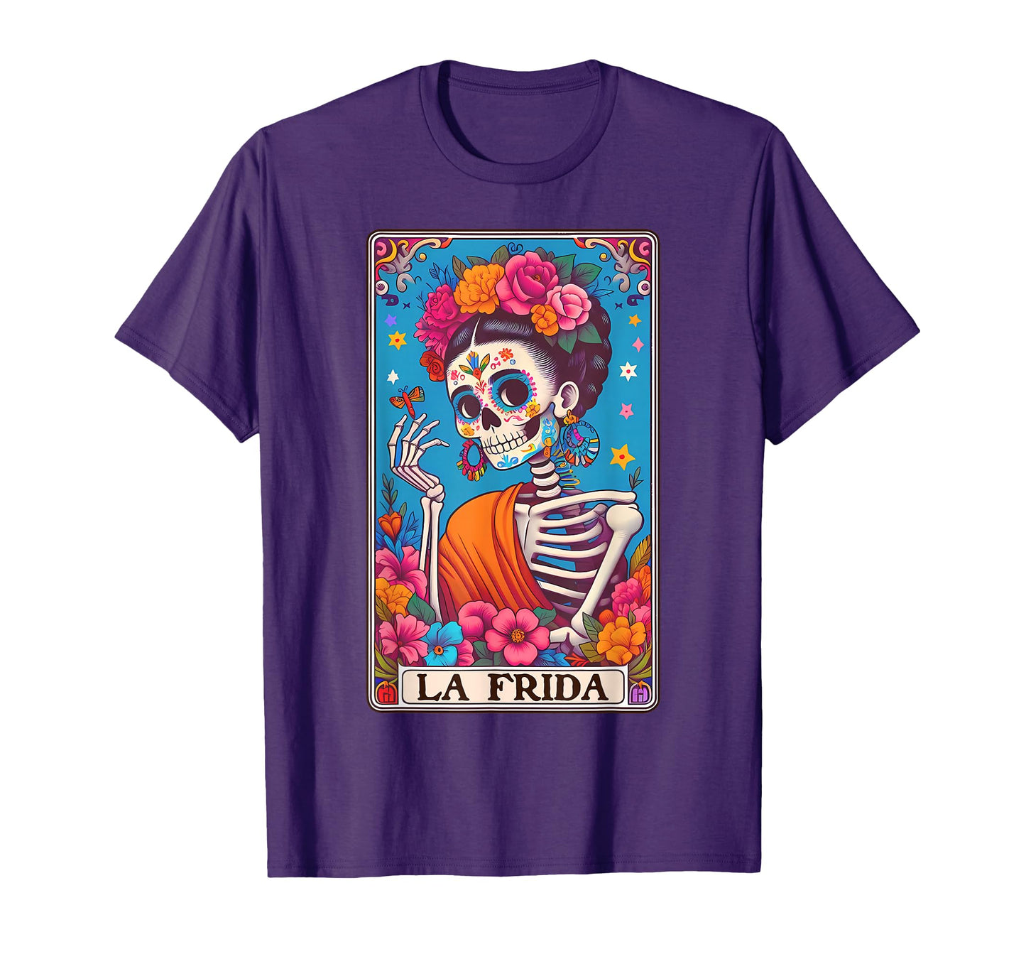 La Frida Dia De Los Muertos Day of Dead Halloween Skull T-Shirt