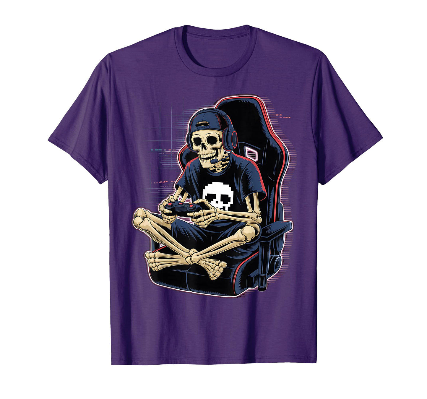Halloween Skeleton Gamer Video Gaming Boys Men Kids Teens T-Shirt