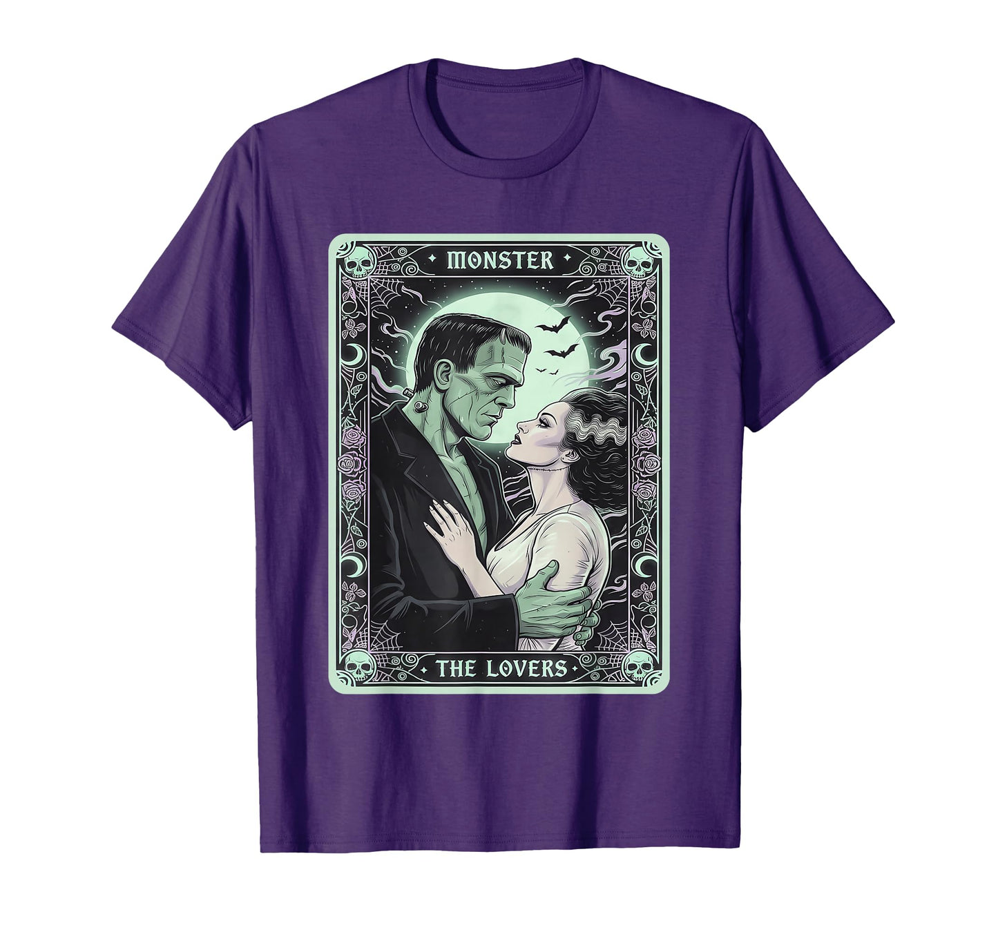 The Monster Frankenstein and Bride The Lovers Tarot Card T-Shirt
