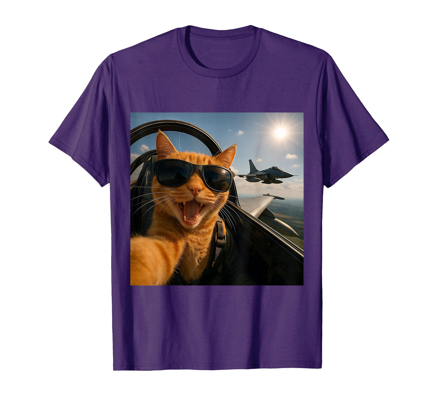 Cat Selfie Jet Airplane Funny Cat Gifts for Men Women Kids T-Shirt
