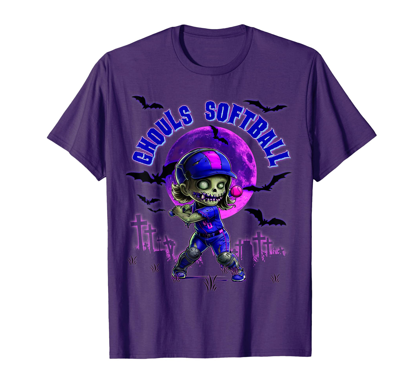 Halloween Softball for Girls Creepy Spooky Zombie Batter T-Shirt