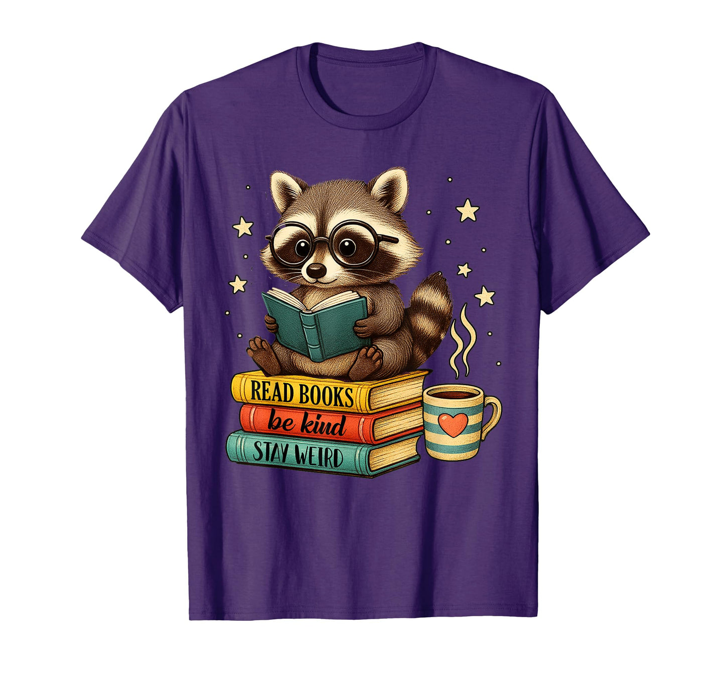 Book Lover Racoon Reading Bookish Library Read Books Be Kind T-Shirt