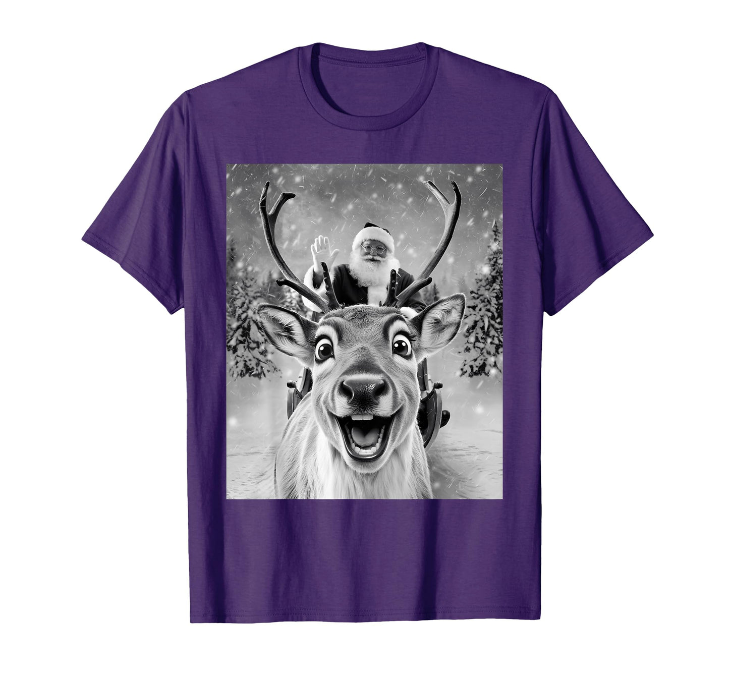 Funny Reindeer Selfie Santa Christmas Gifts Men Women Kid T-Shirt