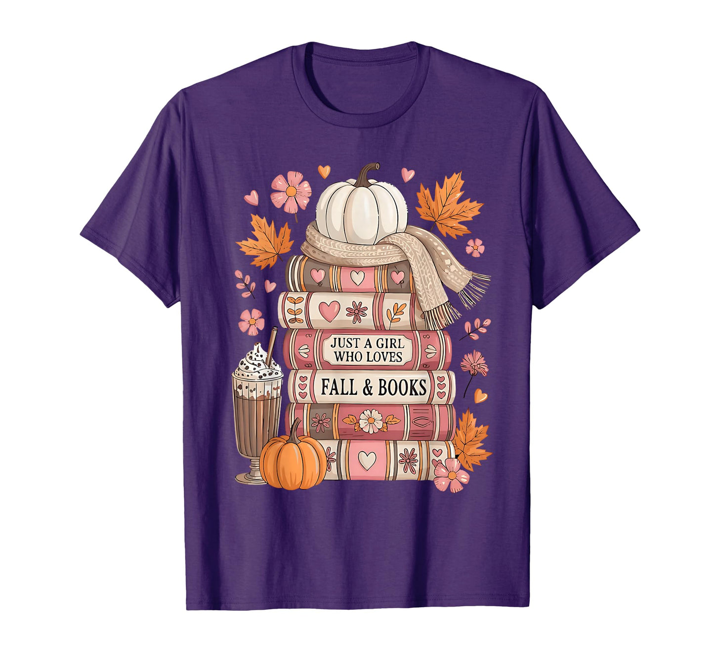Just A Girl Who Loves Fall & Book Autumn Reading Book Lover T-Shirt