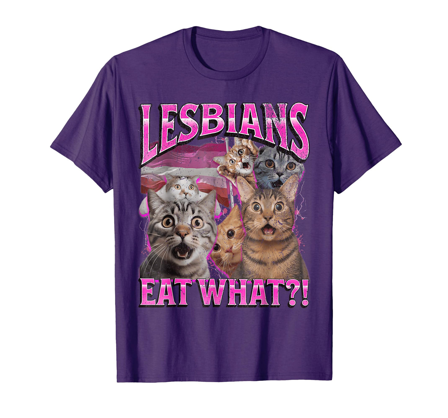Lesbians Eat What?! Funny Cat Gay Pride LGBTQ Pun T-Shirt