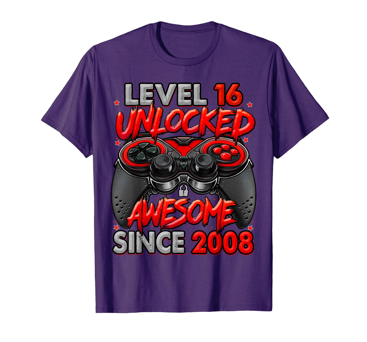Level 16 Unlocked Awesome Since 2008 Gaming 16th Birthday T-Shirt