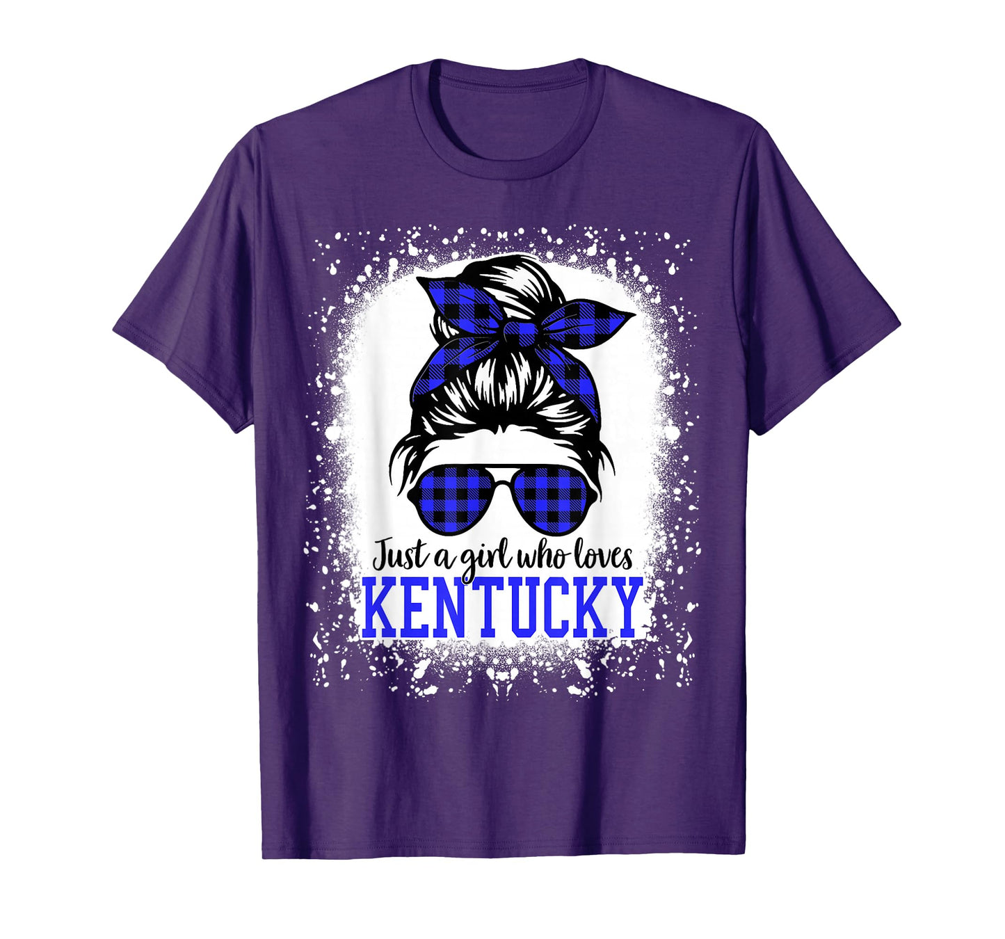 Kentucky Women Girls Messy Bun Hair, Kentucky State Pride T-Shirt