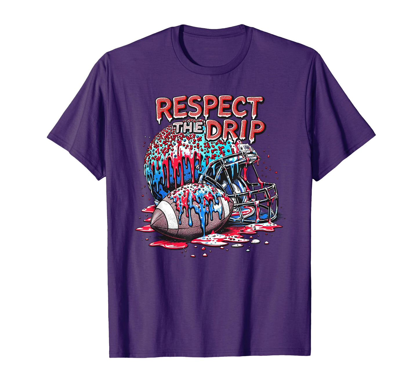 Respect The Drip Football Ice Cream Drip with Sprinkles T-Shirt
