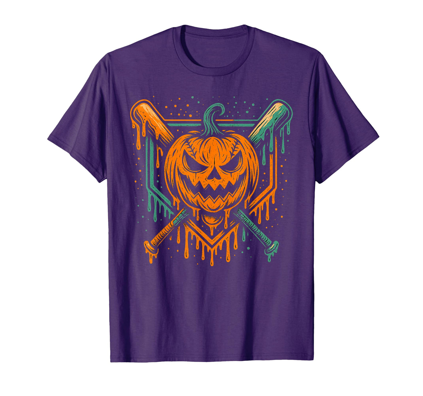 Pumpkin Halloween Baseball Ice Cream Drip Spooky Boys Youth T-Shirt