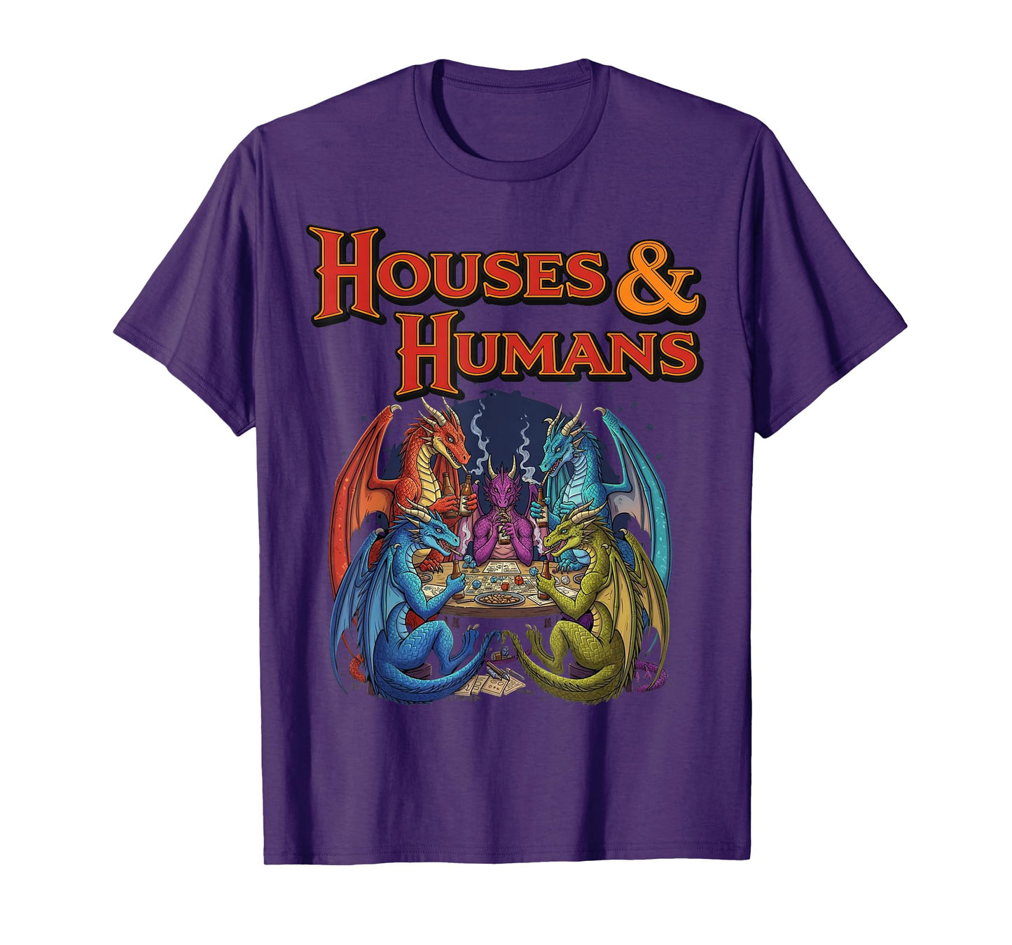 Gaming Houses Humans Funny Rpg Parody Gamer Men Boys Kids T-Shirt