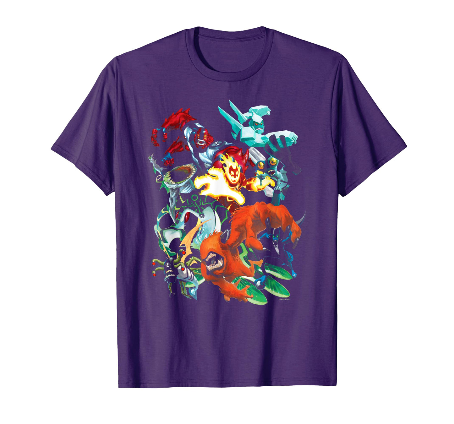 Ben 10 Colorful Alien Poses Collage Cartoon T-Shirt