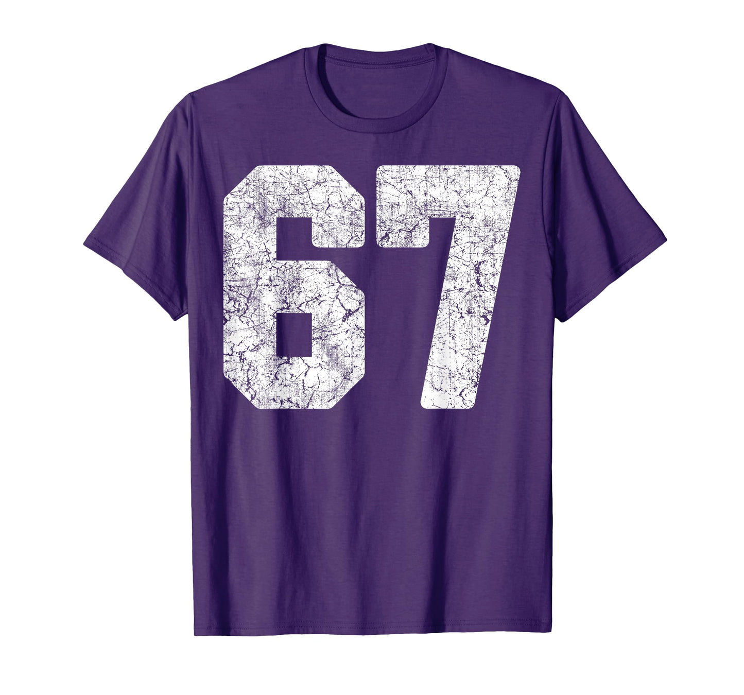 Distressed White Number 67 Jersey Player Uniform #67 Grunge T-Shirt