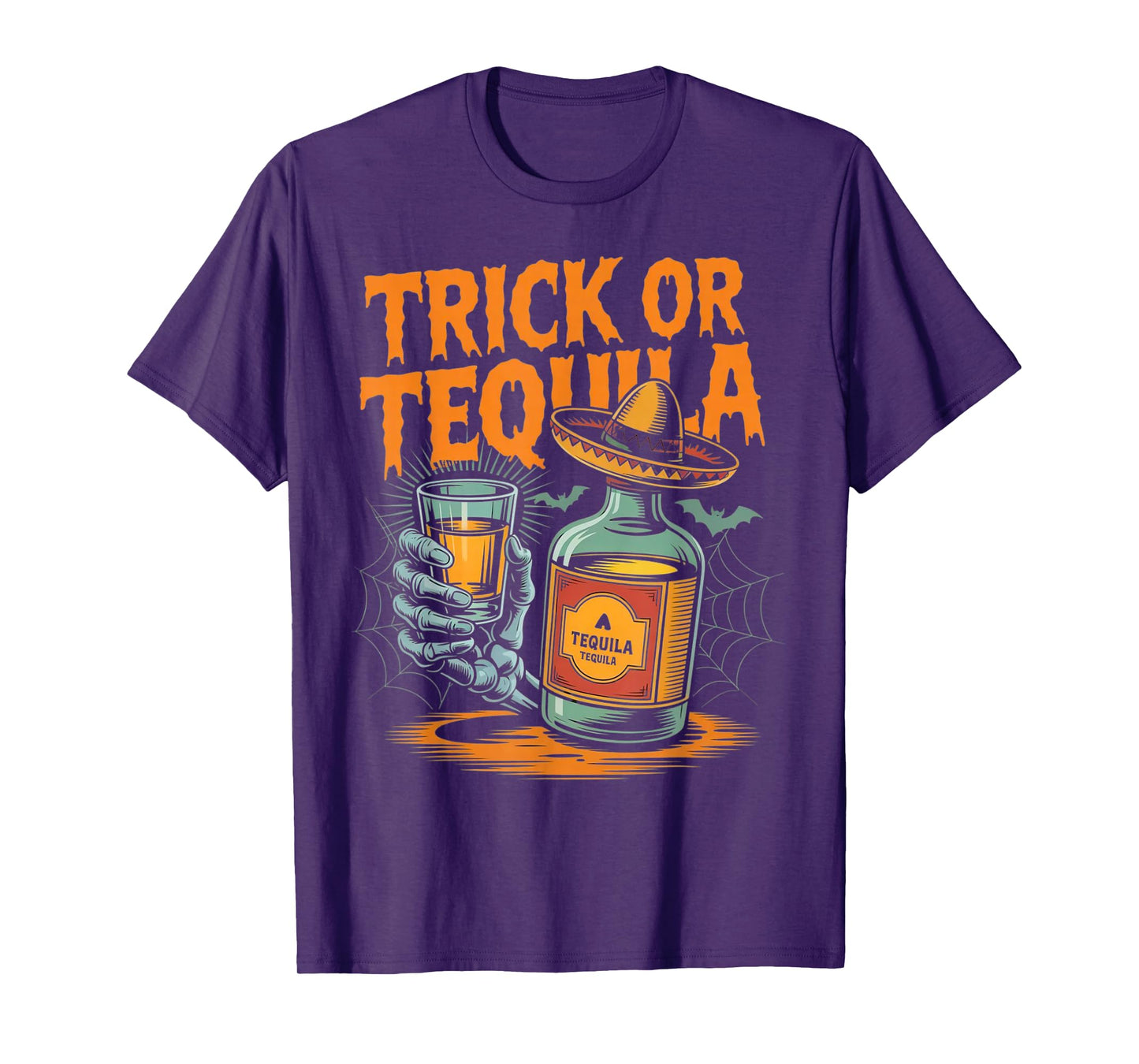 Trick or Tequila Bartender Men Women Funny Halloween Costume T-Shirt