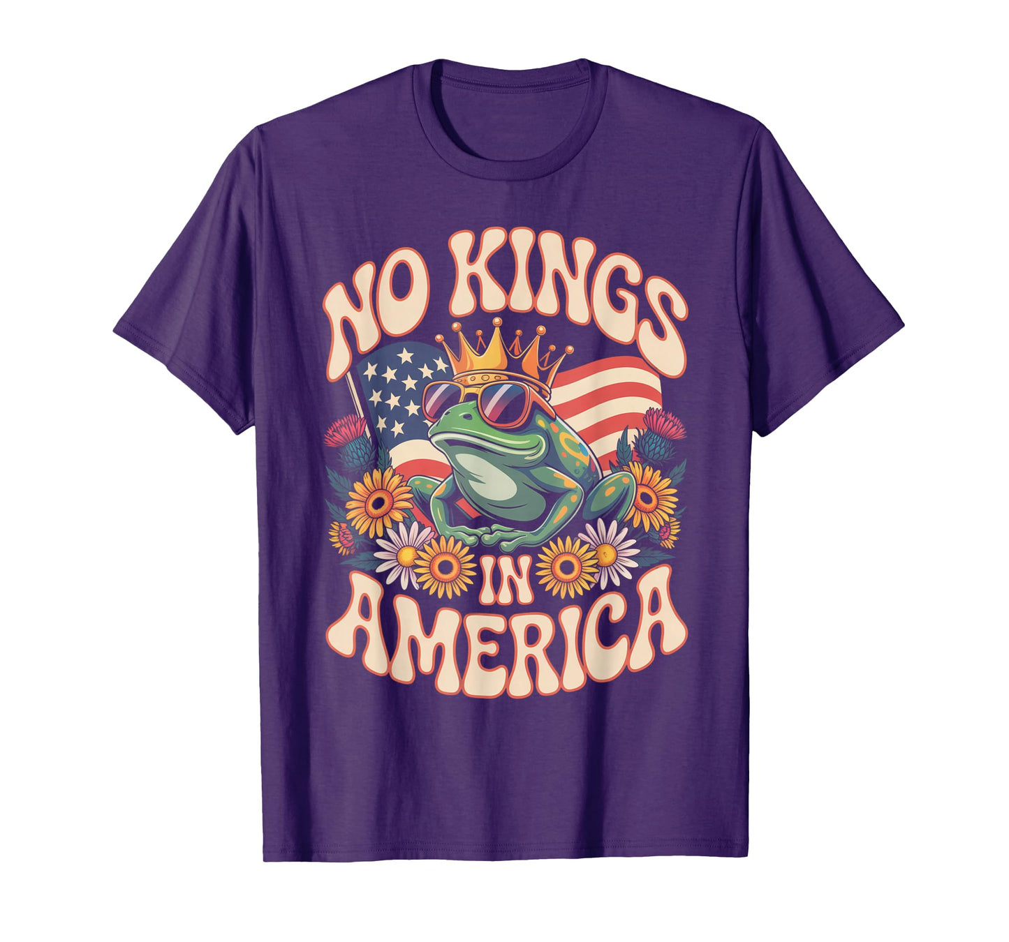 No Kings in America Retro Frog T-Shirt