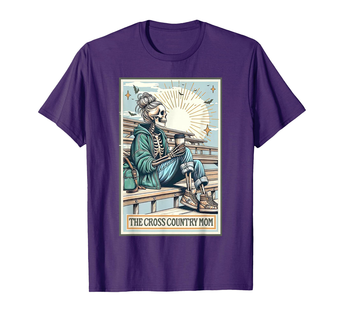 The Cross Country Mom Skeleton Tarot Card Track Mom Running T-Shirt