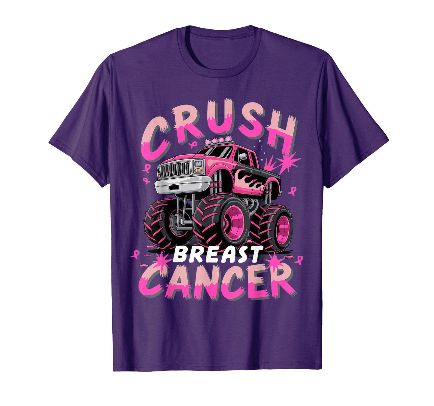 Crush Breast Cancer Monster Truck Girls Boys Pink Awareness T-Shirt