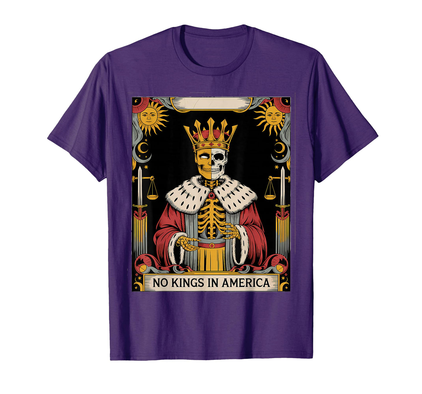 No Kings in America Shirt Protest Democracy Tarot Skeleton T-Shirt
