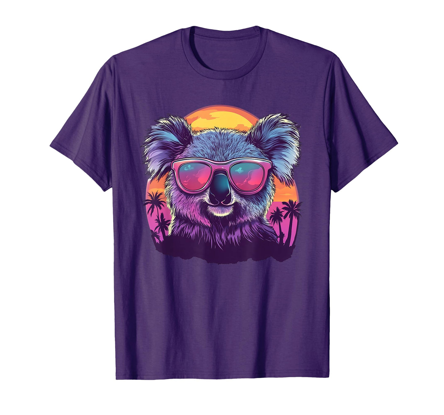 Koala Sunglasses Retro Palm Tree T-Shirt