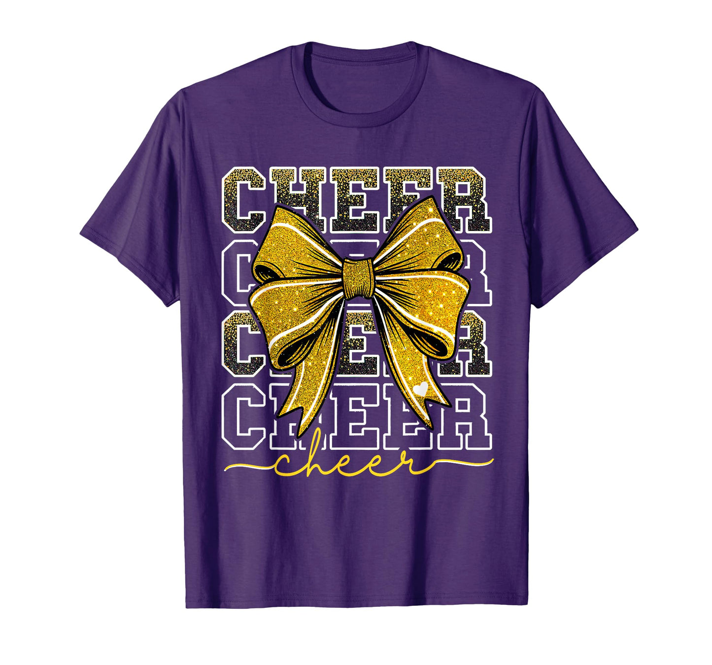 Coquette Cheer Bow Team Cheerleader Gold Cheerleading Yellow T-Shirt