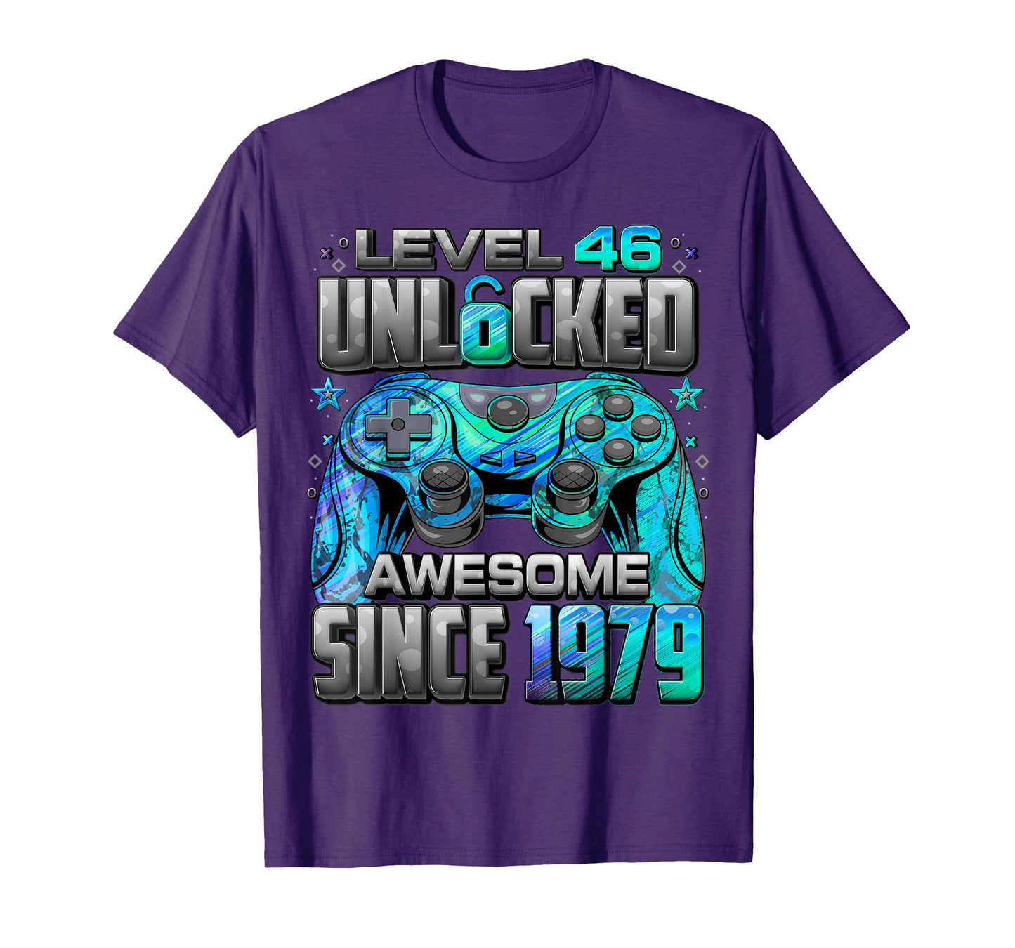 Level 46 Unlocked Awesome Since 1979 46th Birthday Gaming T-Shirt
